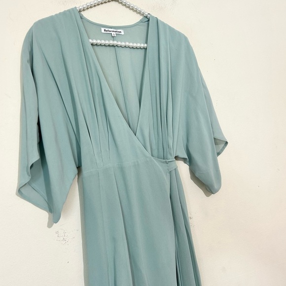 Reformation Winslow Wrap Celadon Green Maxi Dress SZ SMALL - Picture 6 of 11